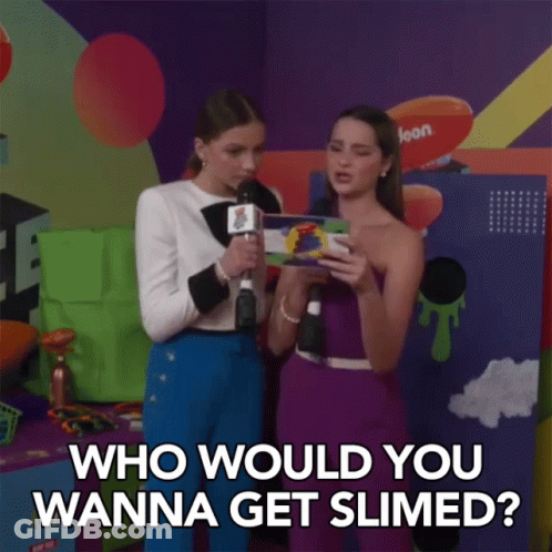 Two Women Talking About Getting Slimed GIF