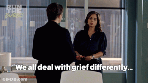 Two Women Talking In Office We All Deal With Grief Differently GIF