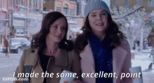 Two Women Walking Down Snowy Street Saying I Made The Same Excellent Point GIF