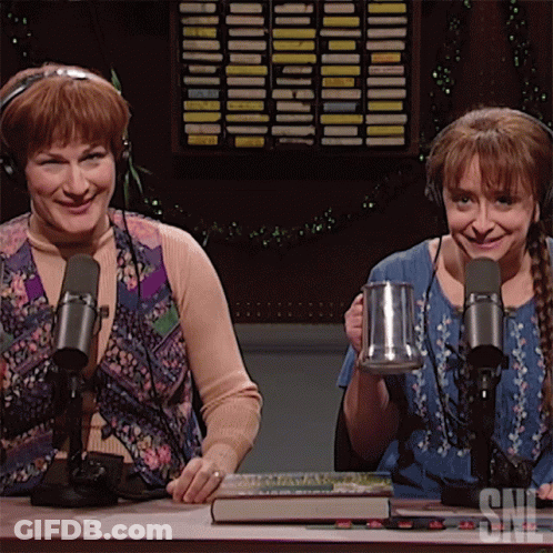Women With Headphones At Microphones SNL GIF