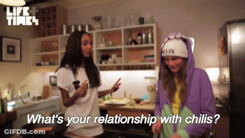 Two Women What's Your Relationship With Chilis Kitchen GIF