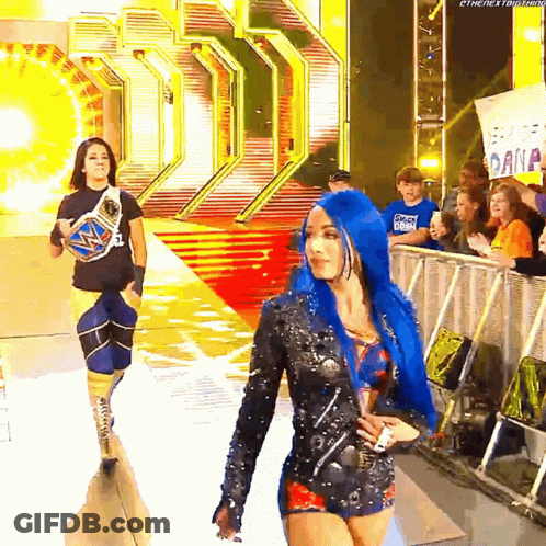 Two Women With Blue Hair Walking Red Carpet Sign The Next Thing GIF