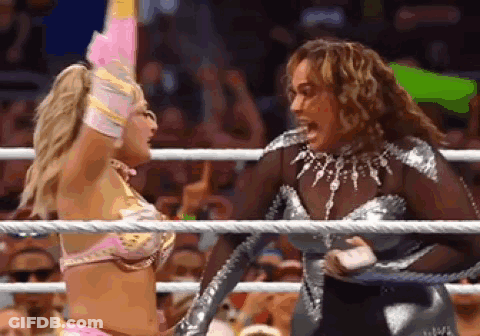 Two Women Wrestling In Ring GIF