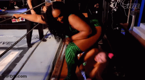 Two Women Wrestling In Ring Saying Fite GIF