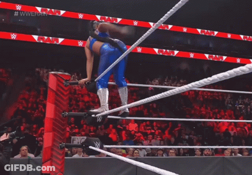 Two Women Wrestling In Ring Saying WWERAW GIF