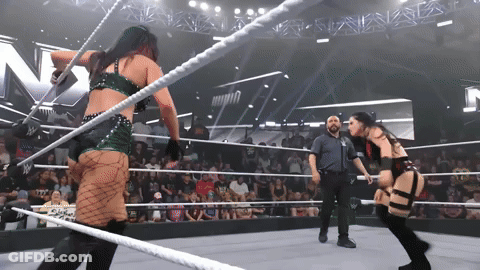 Two Women Wrestling In Ring With N GIF