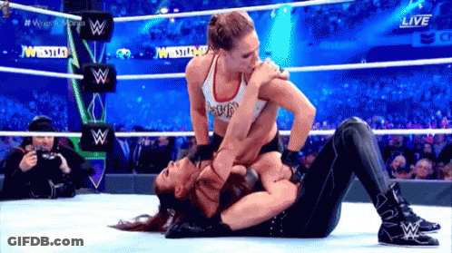Two Women Wrestling In Ring GIF