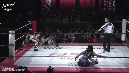 Two Women Wrestling In TJPW Ring GIF