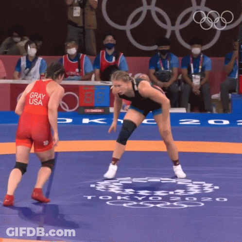 Two Women Wrestling On Tokyo 2020 Mat GIF
