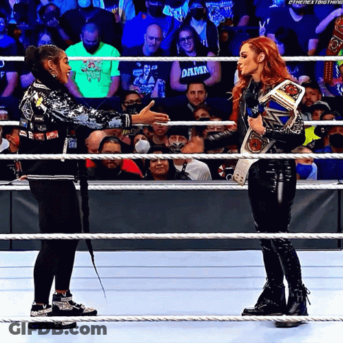 Two Women Wrestling One With Championship Belt GIF