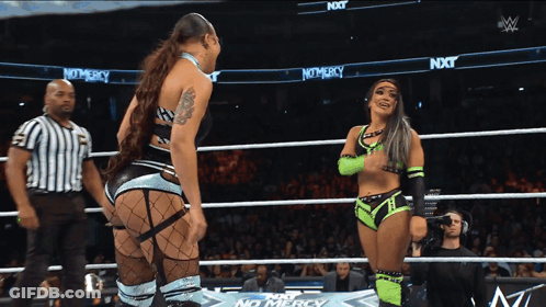 Two Women Wrestling Ring No Mercy GIF