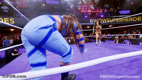 Two Women Wrestling Wow Superheroes GIF
