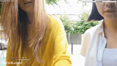 Two Women Yellow Sweater Sitting GIF