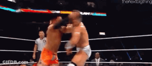 Two Wrestlers Are Fighting In A Ring And The Next Big Thing Is On The Bottom GIF