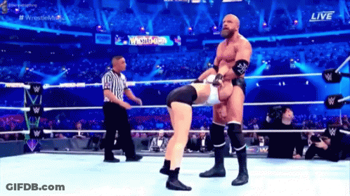 Two Wrestlers Fighting In Ring GIF