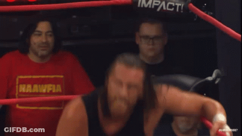 Two Wrestlers Fighting In Ring With YouTube Banner GIF