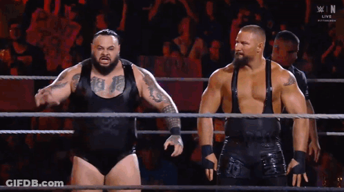 Two Wrestlers In Ring With Letter N GIF