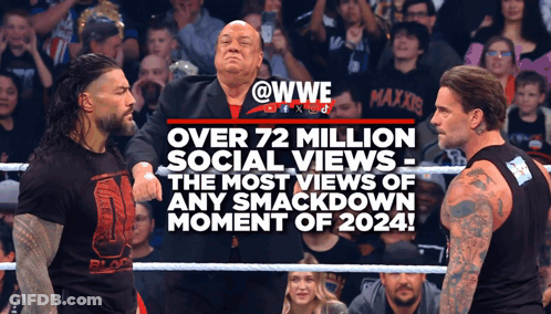 Two Wrestlers In Ring With Over 72 Million Social Views GIF