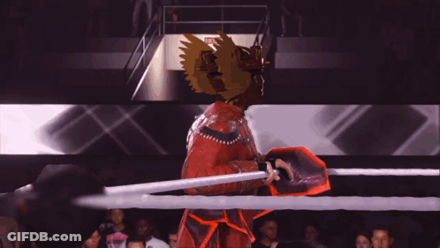 Two Wrestlers In Ring With SSPW Written On Floor GIF