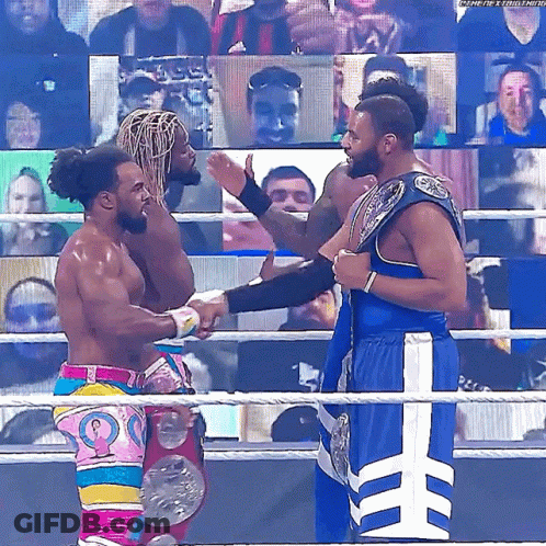Two Wrestlers Shaking Hands GIF