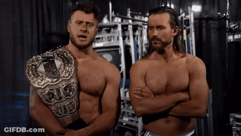Two Wrestlers With Intercontinental Belt GIF