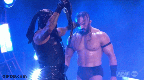 Two Wrestlers With AEW Logo GIF