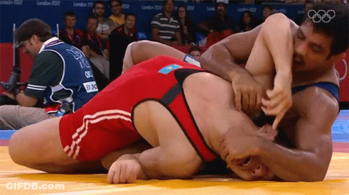 Two Wrestlers Wrestling At London Olympics GIF