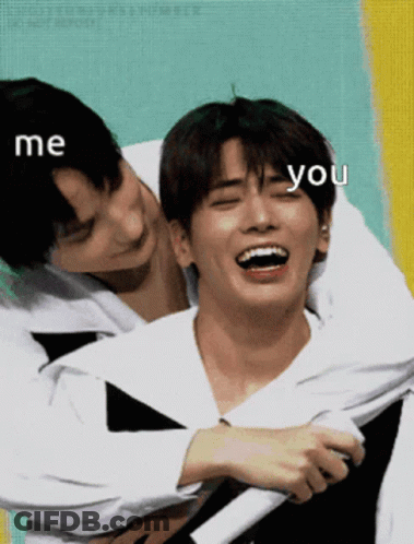Two Young Men Hugging With Me And You GIF
