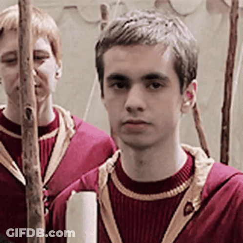 Two Young Men In Red Sweaters Standing Together GIF