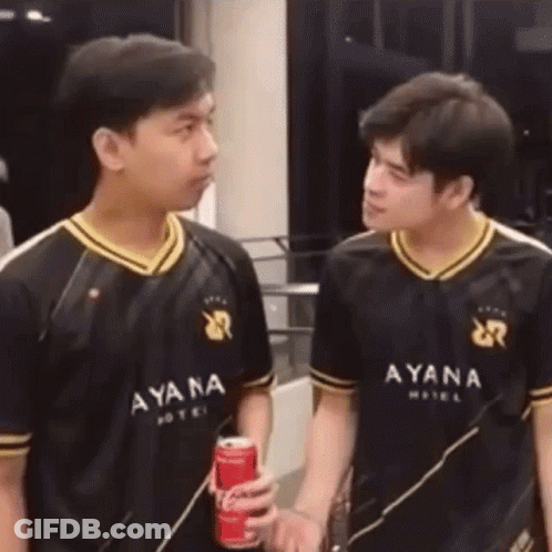 Two Young Men One Holding Soda Can GIF