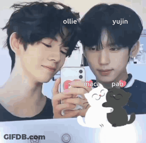 Two Young Men Taking Selfie Ollie And Yujin GIF