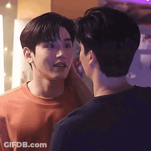 Two Young Men Touching Foreheads GIF