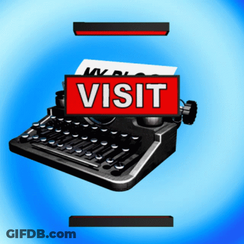 Typewriter With Red Sign Saying Visit GIF