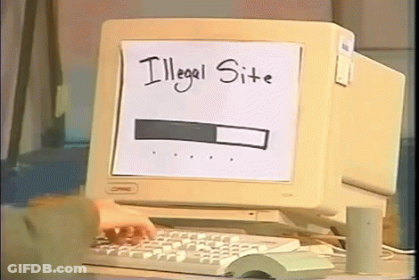 Typing On Keyboard With Illegal Site Monitor GIF