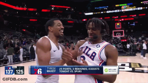 Tyrese Maxey Congratulated By Player GIF