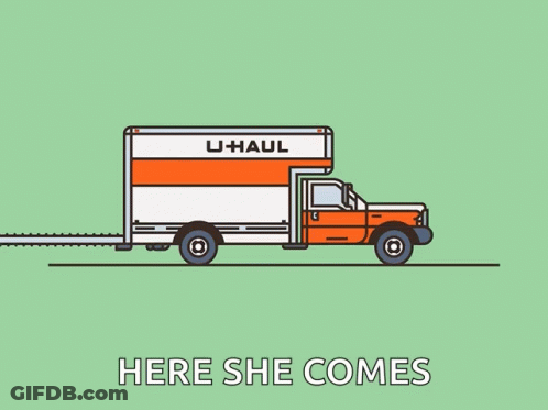 U-Haul Truck With Couch And Vase GIF