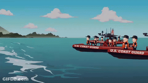 U.s. Coast Guard Boats Are Floating In The Ocean GIF