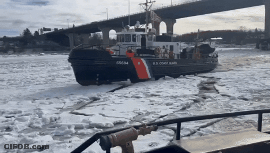 U.S Coast Guard On The Ice Water GIF
