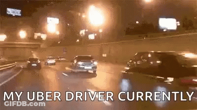 Uber Driver Driving Car On Highway At Night GIF