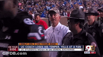 UC Coach Yells At Fan On News Channel GIF