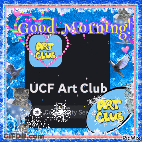 UCF Art Club On Blue And Pink Background GIF
