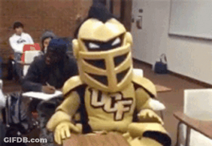 Ucf Knightro Sitting In Classes GIF