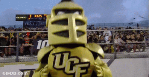 UCF Mascot In Front Of Scoreboard GIF