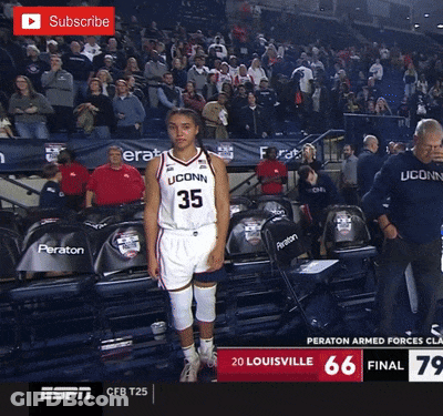 UConn Basketball Player In Front Of Large Crowd GIF
