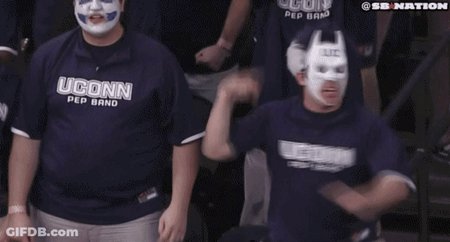 Uconn Fan With Mask GIF
