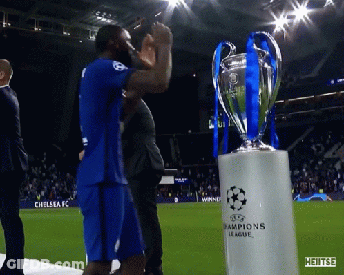 UEFA Champions League Trophy On Pedestal GIF