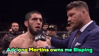 UFC Fighter Adriano Martins Interviewed By Man In Blue Suit GIF