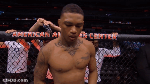 UFC Fighter Holding Flag In Ring GIF