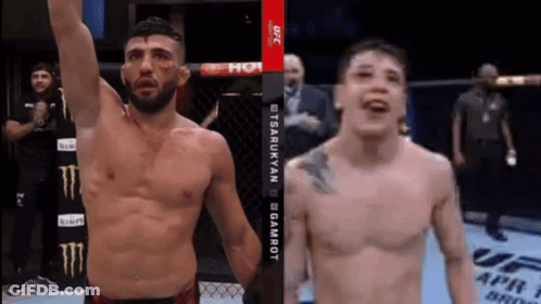 UFC Fighters In Ring With Monster Energy Ad GIF