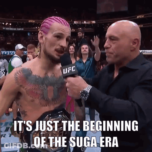 UFC Reporter Interviewing Man With Pink Hair GIF